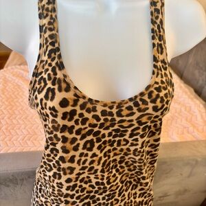 PINK Victoria's Secret Leopard Print Scoop Tank in Beige & Black